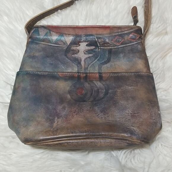Rare!!! Vintage Jane Yoo Handpainted Wearable Art Crossbody Bag - Picture 1 of 9